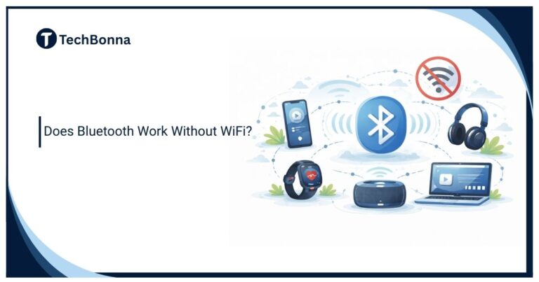 Does Bluetooth work without WiFi – illustration showing Bluetooth devices connecting without an internet or WiFi network