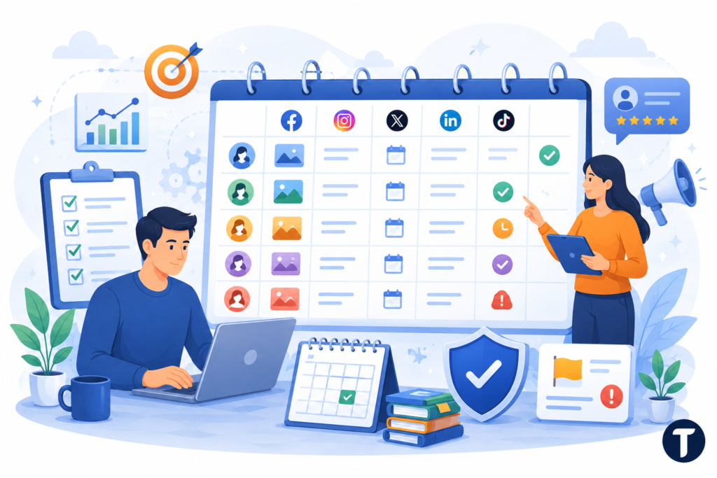 Use a social media calendar to avoid mistakes when you manage multiple social media accounts
